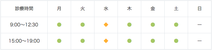 診療日・休診日表